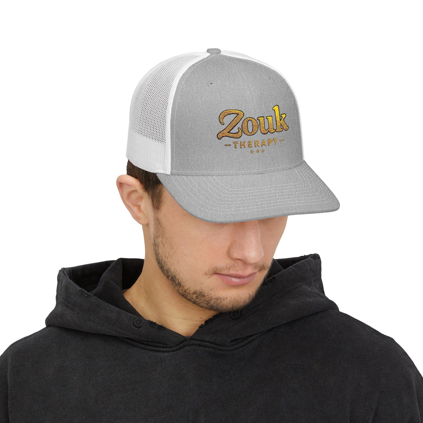 Casquette trucker Zouk Therapy — Casquette snapback avec inscription dorée pour les passionnés de danse